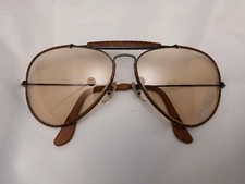 Vintage B&L Ray-Ban  Aviator  Leathers Black Frame Changeable Brown Lenses 58mm