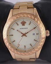 Luxury Versace Men Quartz White Dial 'Date' All Working Wristwatch Steel Band