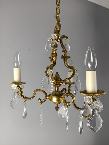 French gilt brass crystal - french,