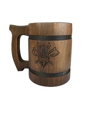 Beer Mug - Wooden Tankard 0.5l Handmade From Solid Oak Wood - Beer Lover Gift UK