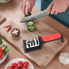 Handheld 3-stage Knife Sharpener with Non-slip Base – Quick, Safe & Versatile