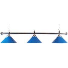 Canopy Lighting - Pool Table Canopy - Chrome Bar With  3 Blue Shades