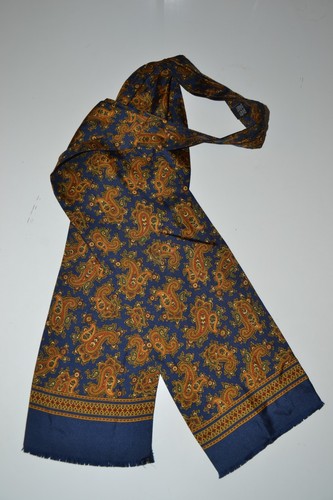Navy blue silk men cravat - navy,