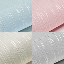 1-6x Glitter Shimmer Stripes Textured Wallpaper Flocking Non-Woven Wall Paper