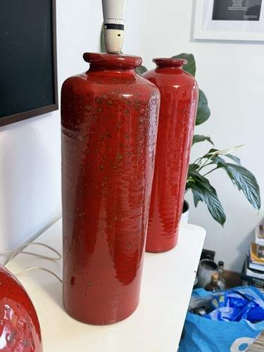 Tall red glazed ceramic - red, lamp