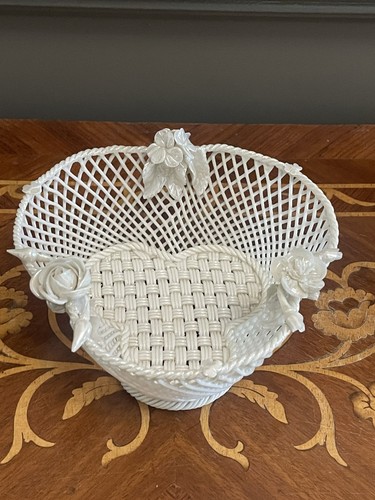 Belleek trefoil lattice basket - belleek,