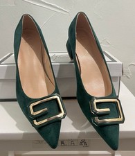 Brand New Sergio Todzi Green Faux Suede Court Shoes Block Heel size 3-8 SALE