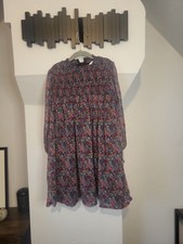 M&S Girls Floral Long Sleeve Dress Age 8–9 Years Sheer Sleeves Fully Lined