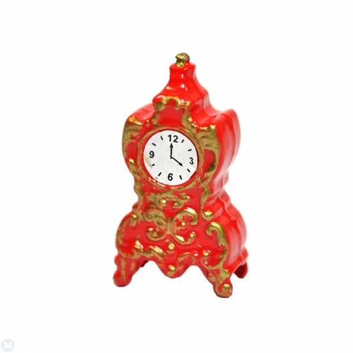 Red mantel clock dolls house - red, clock,