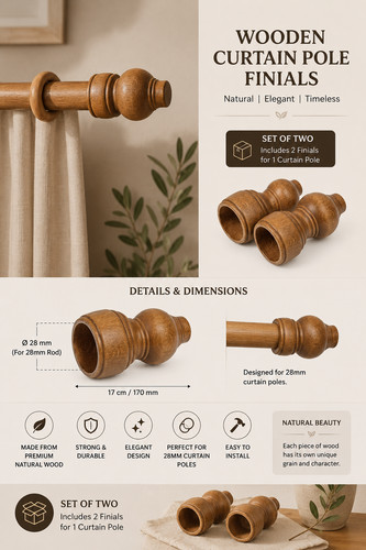 Premium wooden curtain pole - wooden,