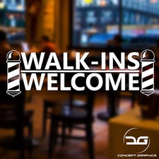 Barber Shop Walk-Ins Welcome Hairdressers Window Door Vinyl Decal Sticker Sign
