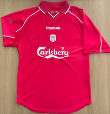 Liverpool FC Reebok 2001-2002 Red Home Carlsberg Football Shirt Top Size 34/36