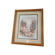  DEER Print Andres Orpinas Signed Art BUCK Protecting THE FAMILY Wooden Frame 
