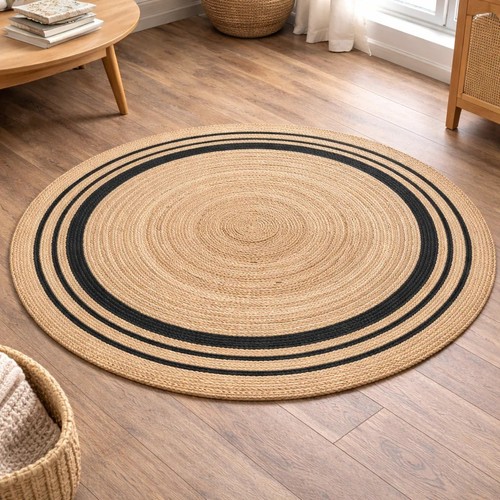 Round rug natural jute braided - round,