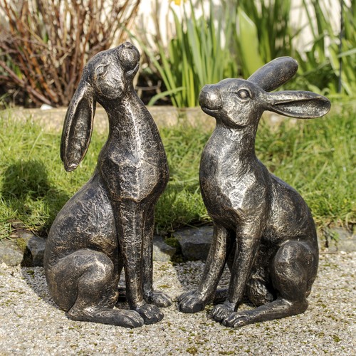 Set aged gold garden hare - gold,
