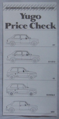 October 1985 yugo range - october, price