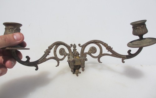 Antique brass piano candle - antique,