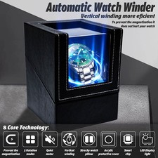 Watch Winder Automatic Single Watches Display Case Rotating Storage Quiet Box