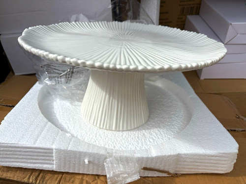 White ceramic round - ceramic, pedestal