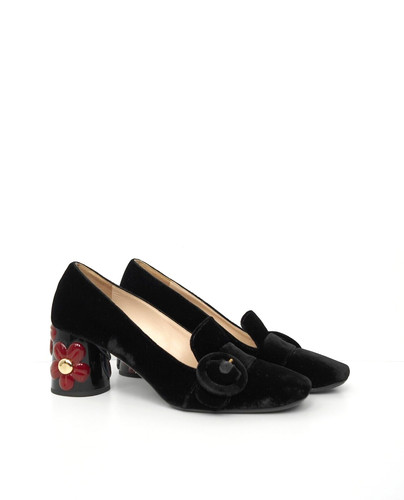 Prada black velvet court shoes - prada,