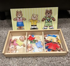 Melissa & Doug Bear Family Dress-Up Wooden Doll Puzzle Baby Mommy Daddy 35 Piece