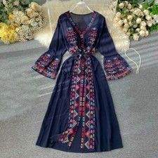 Women V-neck Ethnic Dress