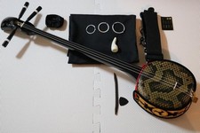 Okinawan Sanshin 3-String Instrument Beginner Set Shamisen Synthetic ReadyToPlay