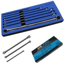 US PRO 7 Piece Aviation Double Ended Ring Extra Long Spanner Set 8-24mm