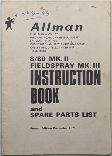 Allman mki sprayer - allman, 8/80