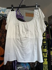 Pinup Girl Clothing white cotton Peasant Top Size 18-22