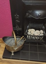 Antique Brass Coal Bucket With