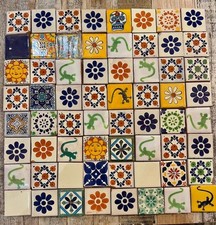 64 Ceramic Mexican Tiles Seconds/damaged SMALL SIZE 5 x 5 cms SET C