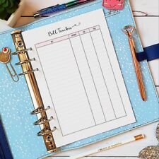 A5 Bill tracker Insert filofax