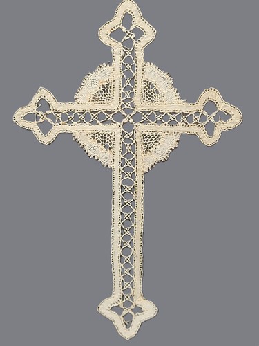 Antique handmade lace cross - antique,