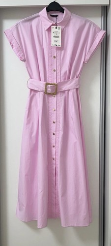 Zara pink poplin midi - zara,