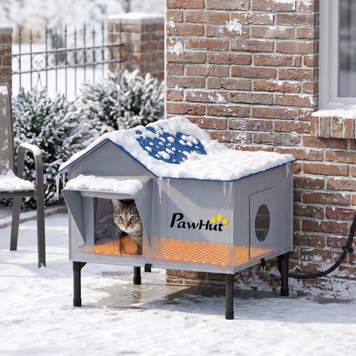 Pawhut heated cat house - cat,