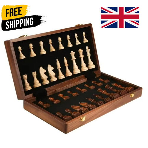 Large 39cm chess wooden set - chess,