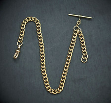 Traditional Style 18ct Gold Plated Curb Link Pocket Watch Albert Chain.