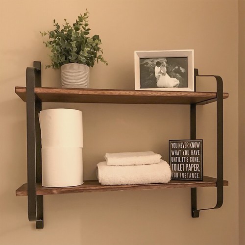 Tiered shelf iron wooden - 2,