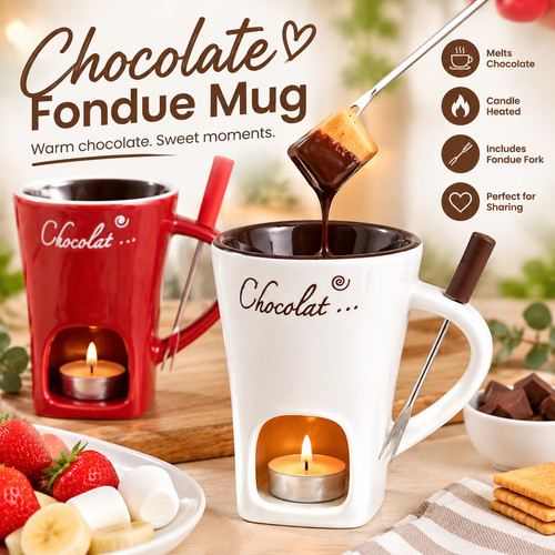 Chocolate fondue mug melting - fondue,