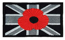 Union Jack Poppy Patch Great Britain Hook + Loop Badge UK Army Military Tactical