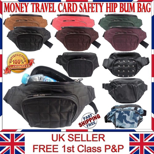 Leather bum bag - leather, belt
