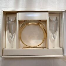 MOET & CHANDON Pair Glasses & Ring Holder Set Limited Champagne With Box