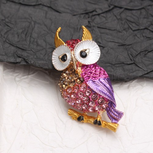 Pink cute owl - cute, brooch