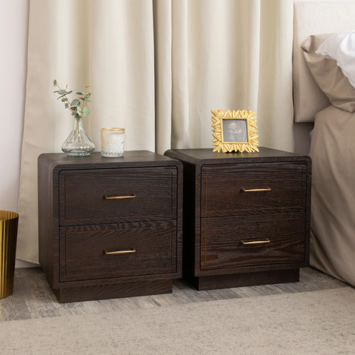 Pair dark wood - of, drawer