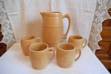 Vintage SylvaC Barrel Shaped Cider Jug And Four Mugs - 1435 and 1436