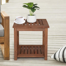 Square Coffee Drinks Side Table Wooden Indoor Outdoor Garden Patio Furniture UK