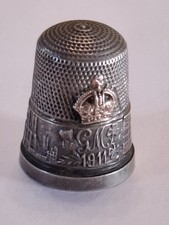 Collectible Antique Silver  & Gold 1911 Coronation Commemorative Thimble (2797)