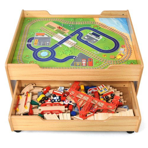 Train track set table - track, wood