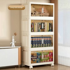 4/5Tier Storage Box Plastic Organizer Container Small Closet Cabinet with Wheels